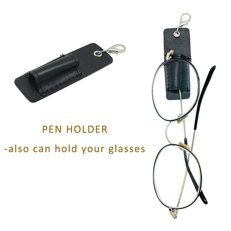 boshiho Genuine Leather Pen Holder, 2 Pack Boshiho Pen Pencil Holders for Badge Holder or Neck Lanyard (Black 2) - Image 3